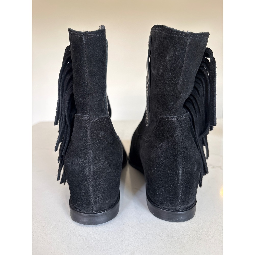 dingo Black Suede Fringe Western Ankle Boots - Picture 5 of 12